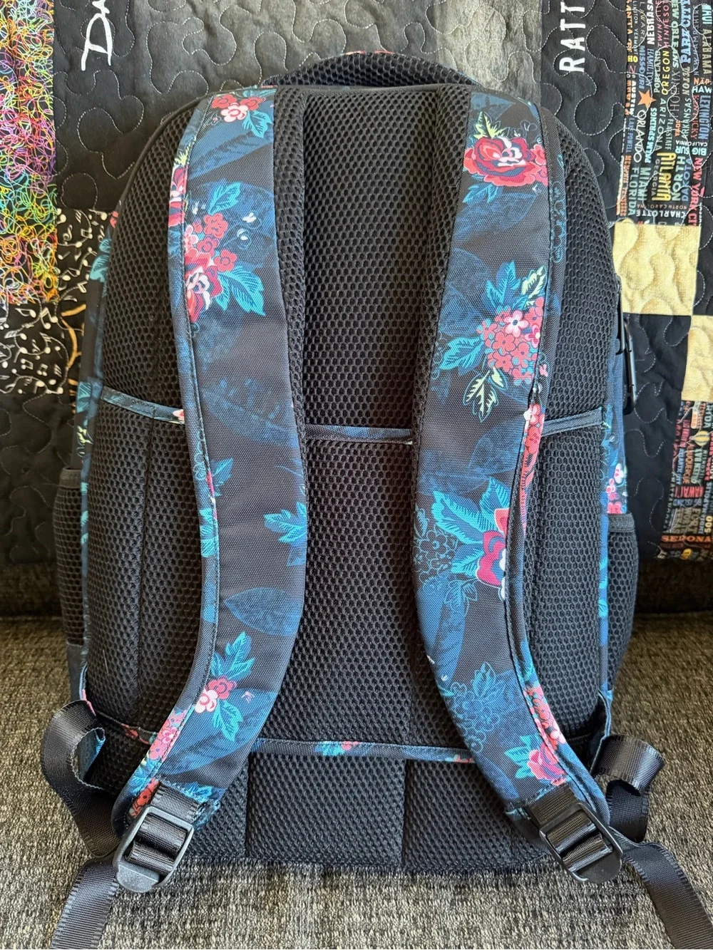 Vera Bradley Rose Foliage Reactive Grand Backpack with Pink & Teal Floral Print